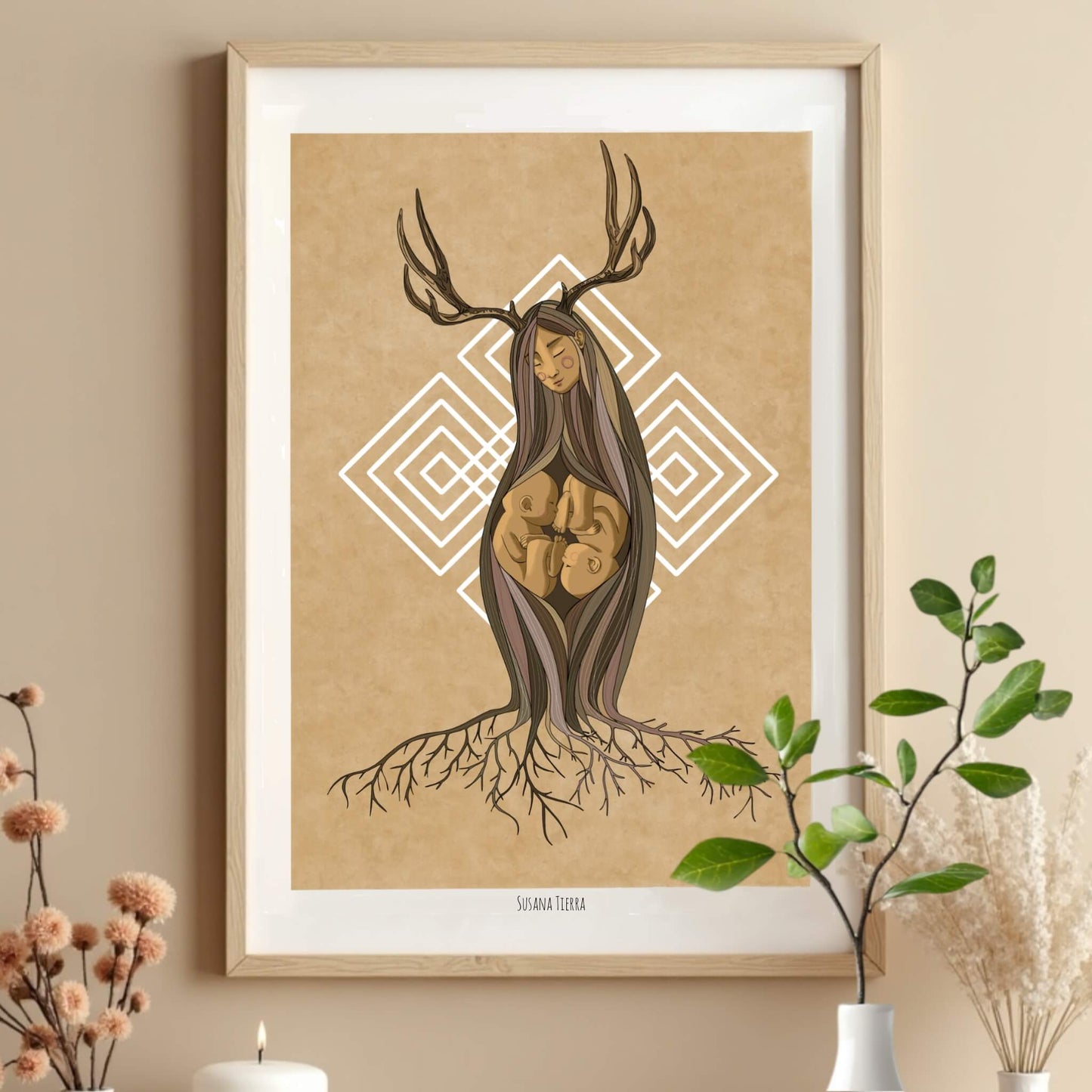 Ilustración personalizada digital – Arte sagrado femenino o maternidad consciente a medida