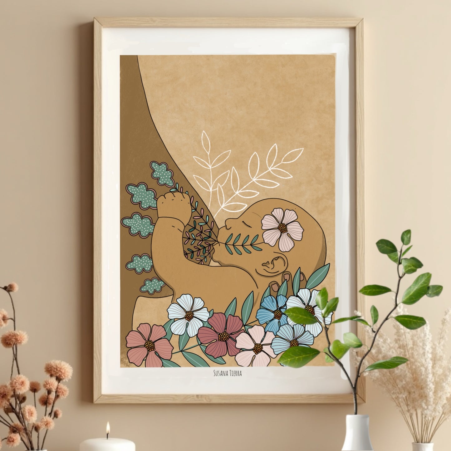 Ilustración 'Nutriendo la Vida' - Arte del Sagrado Femenino y Maternidad Consciente | Susanatierra