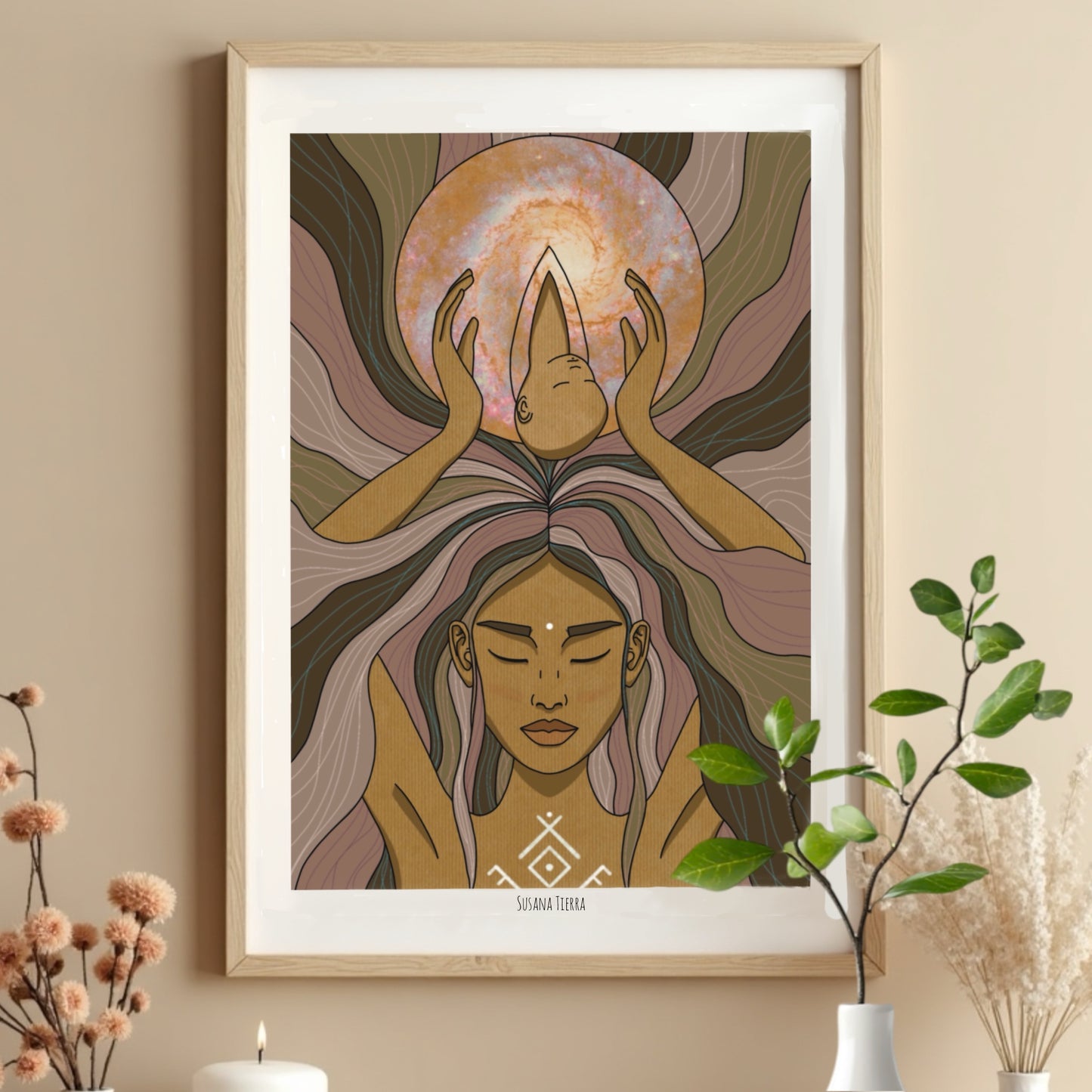 Ilustración Portales de vida | Cosmos | Ilustracion Alma de bebé habitando el cuerpo de mujer