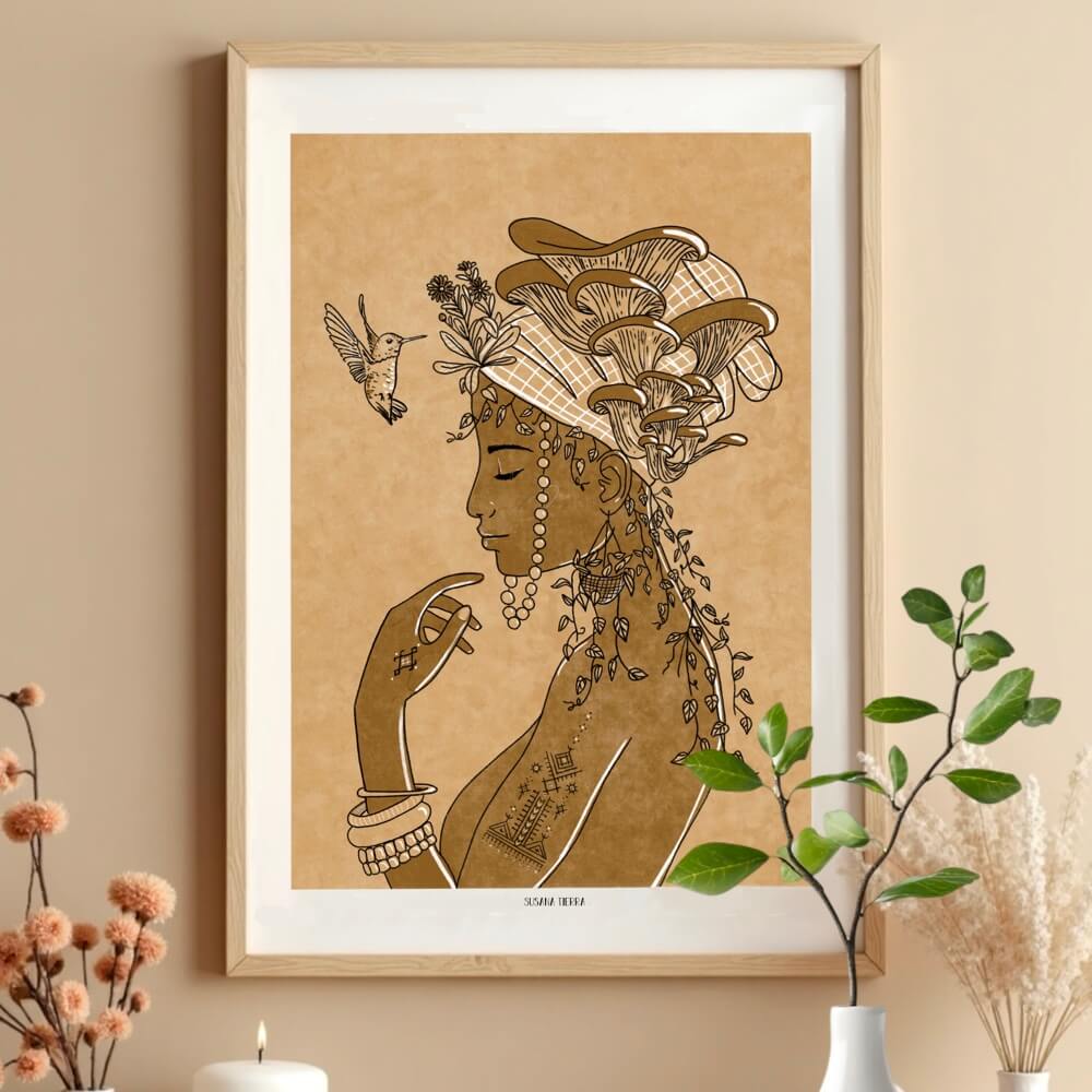 Ilustracion de arte espiritual, sagrado femenino