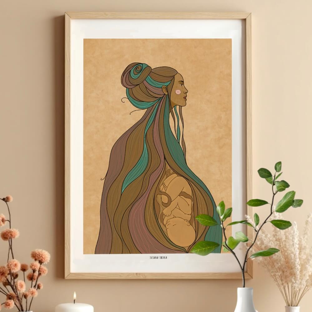 Ilustracion de maternidad consciente para futura mamá