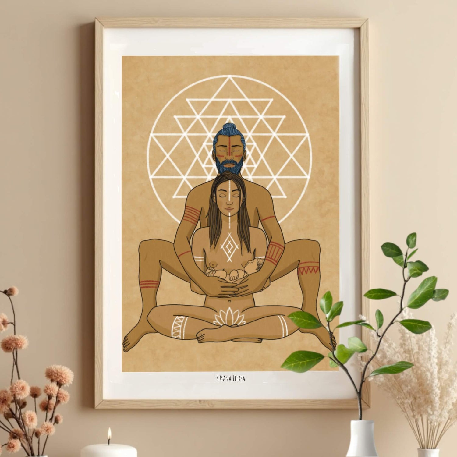Ilustraciones con marco de madera